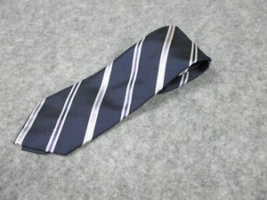 Corbata de seda DKNY 58,5x3,25"" azul marino plata púrpura a rayas - Imagen 1 de 11