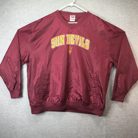 Vintage Arizona State Sun Devils V Neck Windbreaker Pullover Jacket Size XL Cover