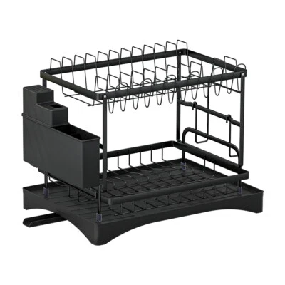 Cefito Dish Rack Expandable Drying Drainer Cutlery Holder Tray Kitchen 2 Tiers - image 1 of 4