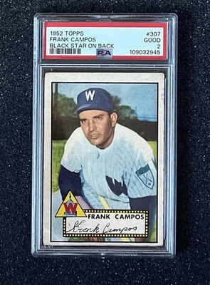 1952 Topps - #307 Frank Campos (Black Star) - PSA 2 (Fresh Grade) - Image 1 of 2