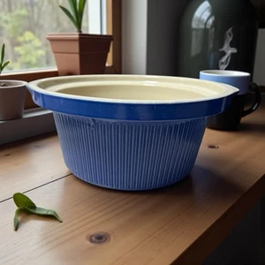 Rival Crockpot 3355 CERAMIC CROCK INSERT ONLY Pot 5qt Slow Cooker Blue Cream - Picture 1 of 14