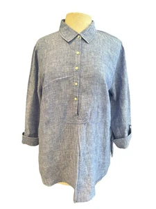 Damenhemd Jones New York blau Leinen Button-Down Größe XL - Bild 1 von 8