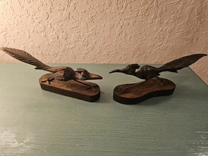 Vintage MidCentury Paar handgeschnitzte Holz RoadRunner Figuren, signiert - sehr gut - Bild 1 von 15