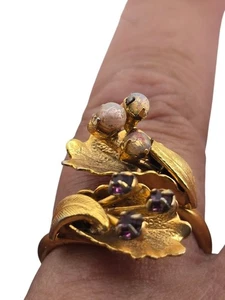 Vintage Ring Strass Blatt verstellbar (A9032) - Bild 1 von 6