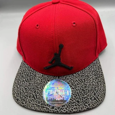 Gorra Air Jordan Hombre Roja Negra Cemento Elefante Bordada Jumpman Gorra A Presión Trasera Foto 1 de 4