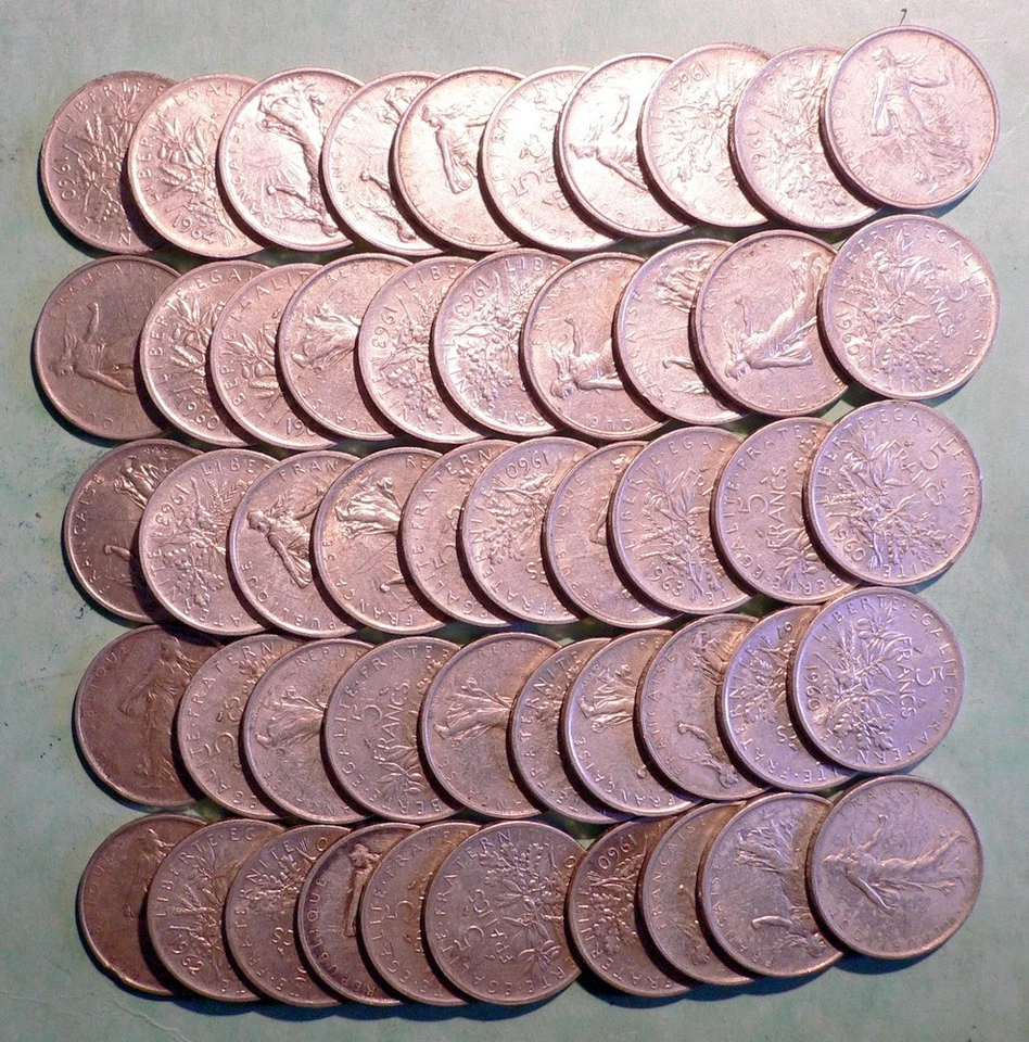 LOT DE 50 PIECES DE 5 FRANCS SEMEUSE EN ARGENT - Photo 1/1