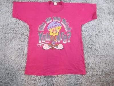 Camisa masculina vintage 1996 Looney Tunes tweety rosa média desenho animado anos 90 - Imagem 1 de 4