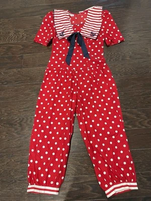 Vintage Women Blondie and Me Bubble Hem Nautical  Jumpsuit Red USA Size 9 Rare - Image 1 of 4