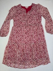 Stitch By Chenault Damen Langarmkleid rot weiß gold Blumen Größe S - Bild 1 von 5