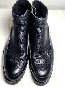 Clarks Men’s Black Leather Ankle Boots Side Zip Size 44 (US 10.5) - Picture 1 of 13