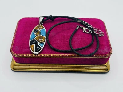 "Collar colgante Lia Sophia plata turquesa 16"" boho suroeste vintage" Foto 1 de 4