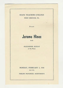 Programma 1958 Jerome Hines Alexander Alexay State Teachers' College West Chester - Foto 1 di 5