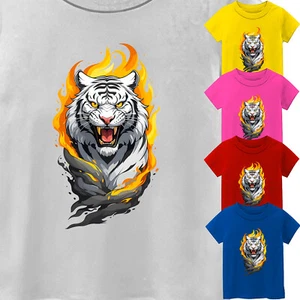 American Tiger Animal Lover Kid's Short Sleeves T-Shirt New Graphic USA Gift Tee - Picture 1 of 14