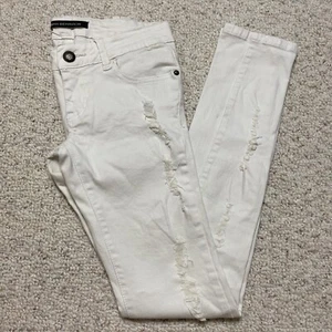Urban Behavior Juniors Jeans sz 5 White Distressed Low Rise Super Skinny Casual - Picture 1 of 13