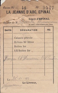 Facture ancienne La Jeanne d'Arc à Epinal 1924 old french invoice bill - Picture 1 of 1