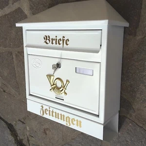 XXL Briefkasten Postkasten Weiß+Zeitungsrolle Wandmontage Nostalgie Zeitungsfach - Bild 1 von 5