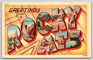 Postal Saludos desde las Montañas Rocosas Carta Grande Lino 48270 - Imagen 1 de 2