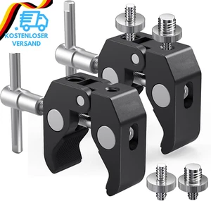 2 Stück Super Clamp Stativ Klemme Mit 1/4 Und 3/8 Gewinde Schraube Adapter, Kame - Bild 1 von 12