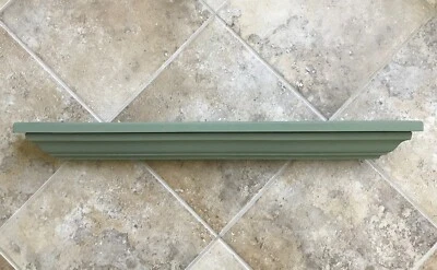 30" Vintage Wooden Wall Shelf Muted Matte Sage Green Farmhouse Cottage Decor - Image 1 of 4