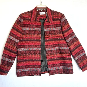 Alfred Dunner Womens Jacket 12 Y2K Textured Open Artsy Tapestry Career - Picture 1 of 8