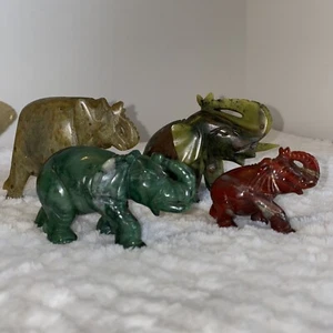 juego de 4 piedras semipreciosas talladas a mano elefantes todos los troncos - Imagen 1 de 12