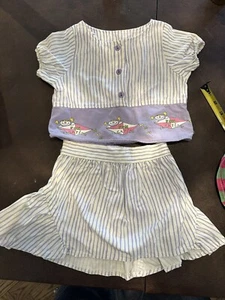 Vintage Health Tex Playstuff Shirt Skirt Set 2T Kids Toddler 80s Purple Stripes - Picture 1 of 11