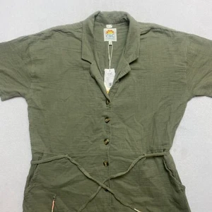 C&C California Romper Tie Waist Women's L Army Green Buttons NWT - Picture 1 of 10