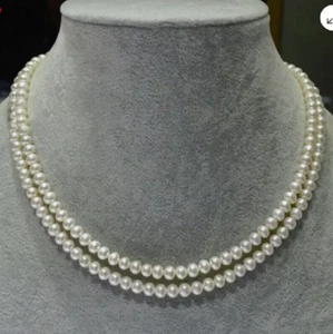 Collar de perlas reales Akoya vintage perlas de 5-6 mm oro de 35" 14k - Imagen 1 de 4