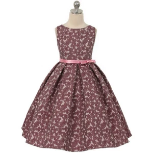 ROSA MALVA Talla 6 Diseño Floral Jacquard Niña Vestido Cumpleaños Dama de honor Formal - Imagen 1 de 2