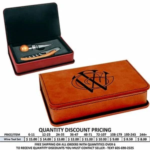 Leder Wein Werkzeug Set individuell graviert Deckel personalisiert Trauzeugen Trauzeuge Geschenke - Bild 1 von 12