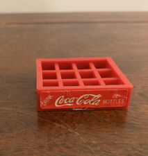 VINTAGE 12 Hole Miniature Coca Cola Bottles in Red Wood Crate 7/8" Dollhouse