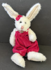 Boyds Bears Ashley Plush White Bunny Rabbit Magenta Romper & Bow #9132 1996 12”