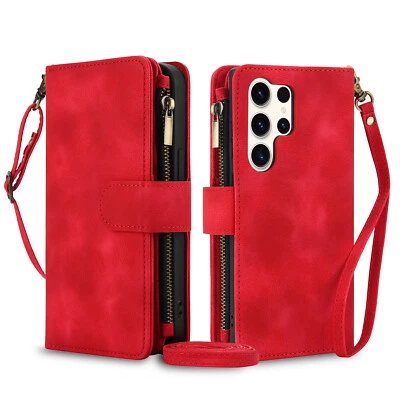 Zipper Card Wallet Case For Samsung A73 A72 A54 A53 A52 A51 A35 A34 A15 A14 A13 - Image 1 of 4