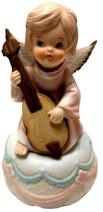 Vintage Lefton Angel Figurine Playing Viola Music Box Amazing Grace 5 1/2" Tall - Picture 1 of 5