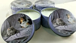 Quattro lattine per candele decorative profumate per cani e gatti colorate lavanda nuove - Foto 1 di 4