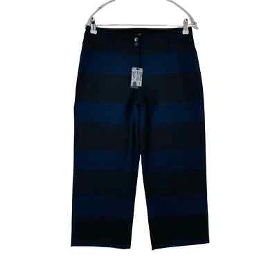 NAUTICA Women Dark Blue Black Striped Loose Fit Trousers US 2 W29 - Image 1 of 4