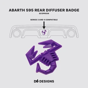 Abarth Rear Diffuser Badge Scorpion | 595 Series 3 & 4 | Purple - Picture 1 of 2