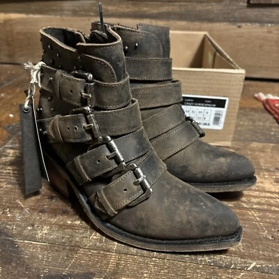 Botín Liberty Negro Amy Western Cuero Marrón Rocker Tachuelas Nuevo Talla 5.5 Foto 1 de 4