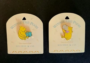 Winnie the Pooh Pin Three Cheers For Pooh Lot Of 2 VTG 1990 Michel & Co - Picture 1 of 5