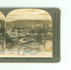 B7816 Schlussstein 13402, Gesamtansicht von Christiania, vom Ekeberg, Norwegen D - Bild 1 von 2