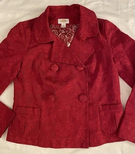 Talbots Größe Small roter dicker Strick Blazer Jacke Baumwollmischung Urlaub gefüttert gebraucht, in einwandfreiem Zustand - Bild 1 von 13