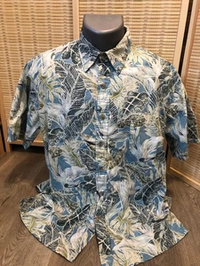 Cooke Street Hawaiian Button Up Shirt Medium M Blue and Green (H436) - Picture 1 of 9