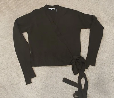 Helmet Lang Cashmere Wrap Cardigan Size XS Moss Green - Image 1 of 4