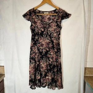 Vestido para mujer Denim & Supply Ralph Lauren 8 negro algodón aleteo oscuro floral - Imagen 1 de 12