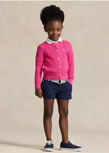 Polo Ralph Lauren Girls Navy Belted Stretch Chino Shorts Size 4/4T NWT 45$+TAX - Picture 1 of 8