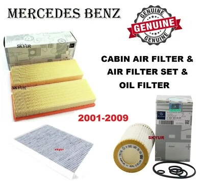 Mercedes Cabin Air Filter & Oil Filter & Air Filter Set For C,CLK -Class Genuine - Image 1 of 4