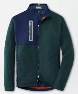 Peter Millar Men L Thermal Block Micro Fleece Full Zip Jacket Green New - Picture 1 of 12