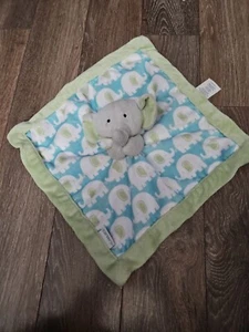 Carters Lovey Security Blanket Baby Boy Elephant Blue Green Plush Stuffed Animal - Picture 1 of 2