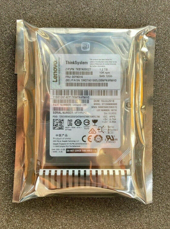 00YK016 Lenovo ThinkSystem 1.2TB 10K SAS 12G 512N 2.5in HDD 7XB7A00027 - Bild 1 von 3