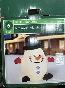 Chubby Snowman Christmas Holiday Inflatable 6' Lighted Airblown Decoration - Picture 1 of 3